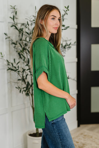 Killo Catch Me Loungin’ Cable Knit Top – Dark Green