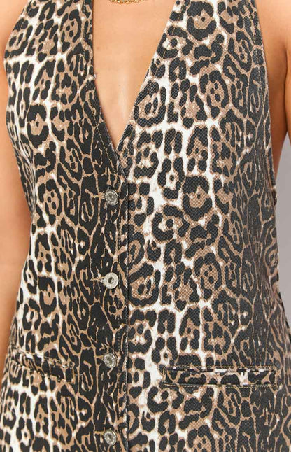 Corbin Leopard Halter Neck Mini Dress