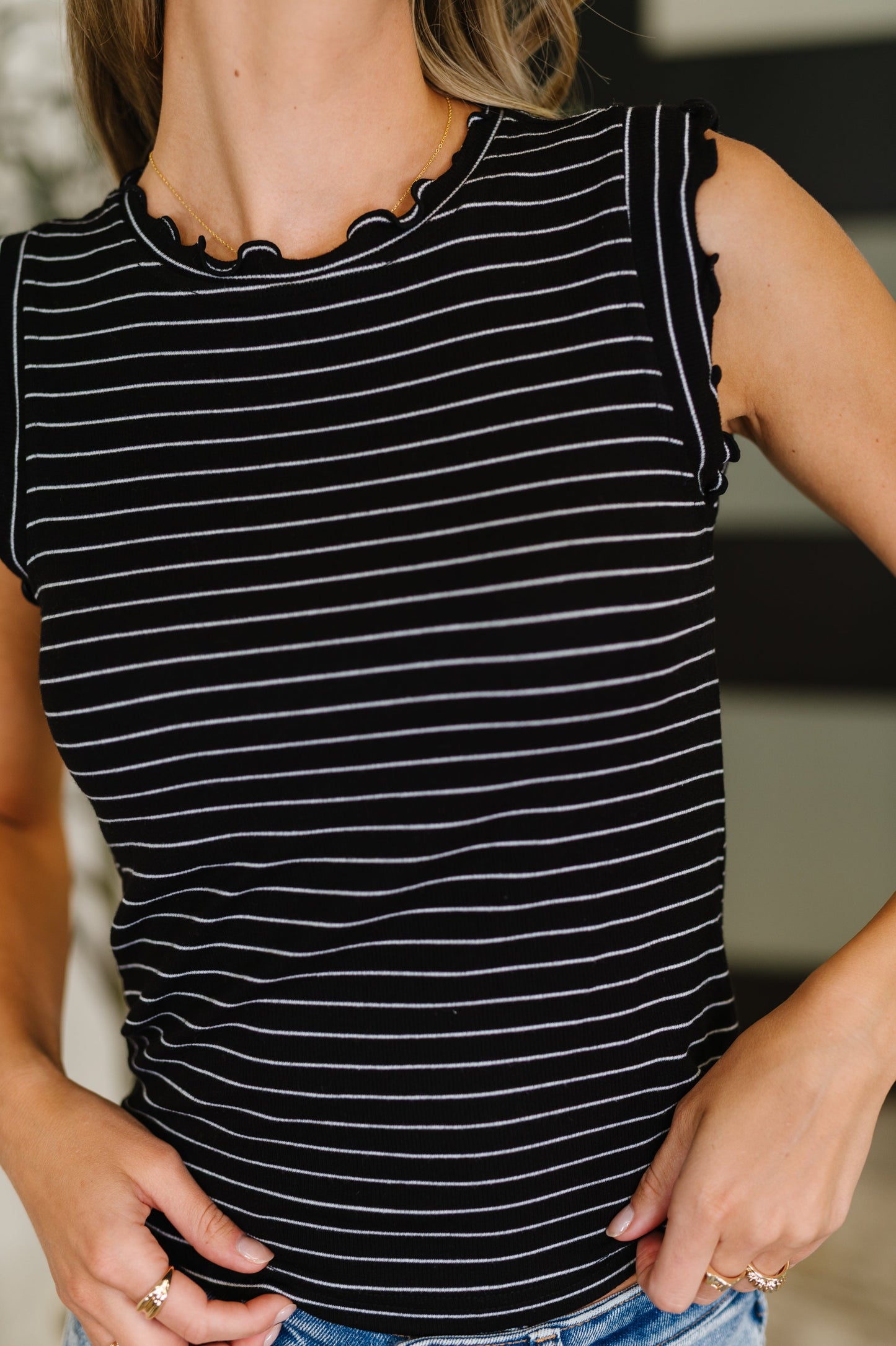 Killo Doodle Me In Lettuce Edge Top – Black & White