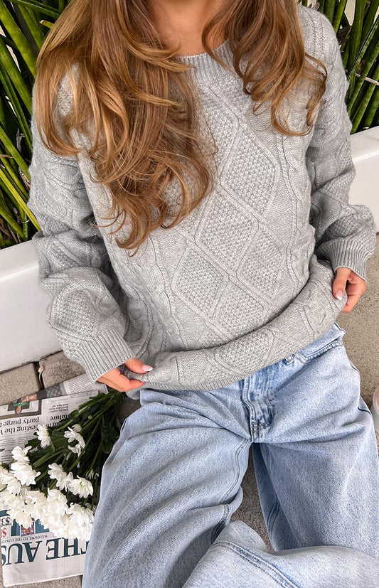 Hardy Grey Cable Knit Sweater
