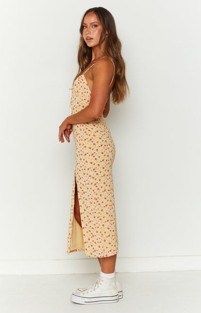 Paloma Yellow Floral Midi Dress
